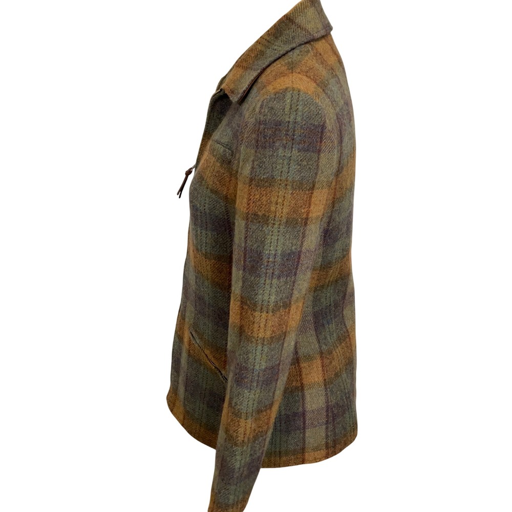 Lauren Ralph Lauren Jacket Women 4 Green Multi Plaid Country Equestrian Zip Wool - Picture 3 of 11